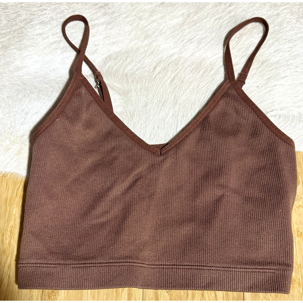 Abercrombie & Fitch Women's Brown Ribbed Crop-top tank size XS